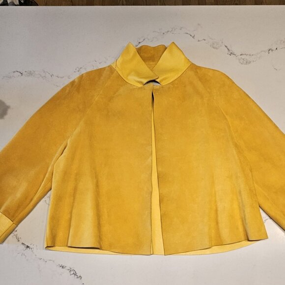 Dusan Mustard Yellow Suede Jacket.  Size M. - Picture 2 of 10